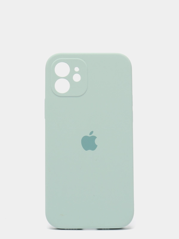 Силиконовый чехол iPhone 12, Silicone Case, с закрытым низом и защитой камеры