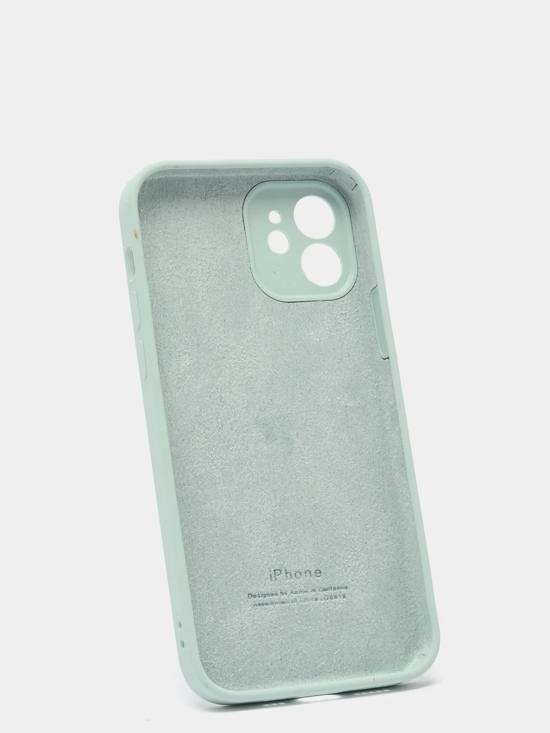 Белый силиконовый чехол iPhone 12, Silicone Case, с закрытым низом и защитой камеры