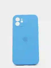 Голубой силиконовый чехол iPhone 12, Silicone Case, с закрытым низом и защитой камеры
