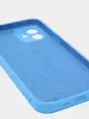 Голубой силиконовый чехол iPhone 12, Silicone Case, с закрытым низом и защитой камеры