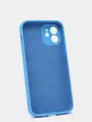 Голубой силиконовый чехол iPhone 12, Silicone Case, с закрытым низом и защитой камеры