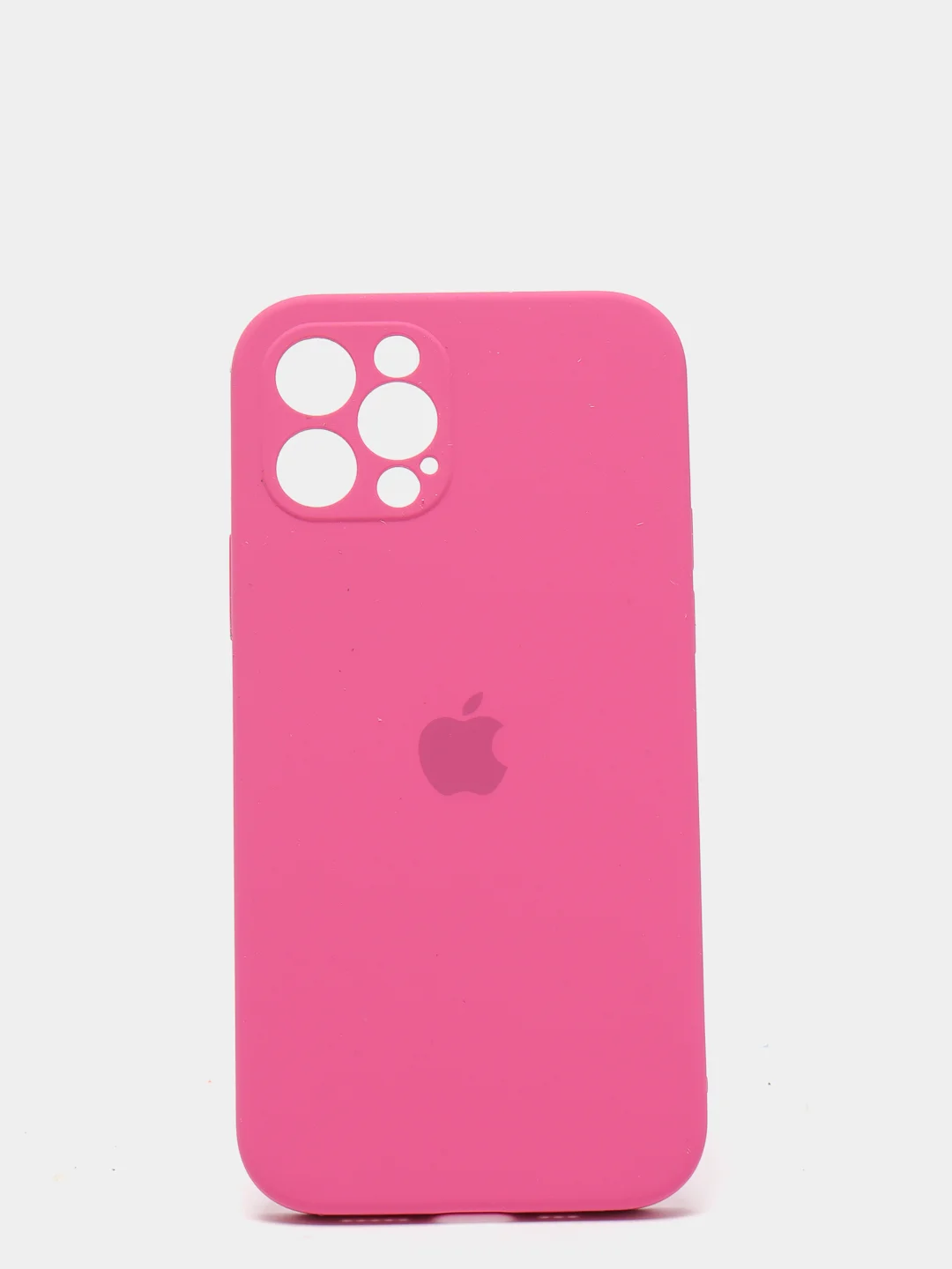 Тёмно-розовый силиконовый чехол iPhone 12 Pro, Silicone Case, с закрытым низом и защитой камеры