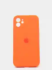 Оранжевый силиконовый чехол iPhone 12, Silicone Case, с закрытым низом и защитой камеры
