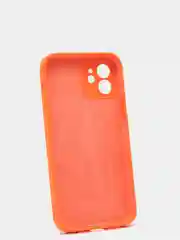 Оранжевый силиконовый чехол iPhone 12, Silicone Case, с закрытым низом и защитой камеры