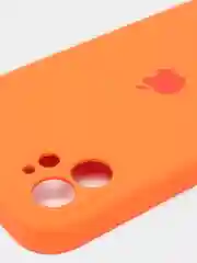 Оранжевый силиконовый чехол iPhone 12, Silicone Case, с закрытым низом и защитой камеры