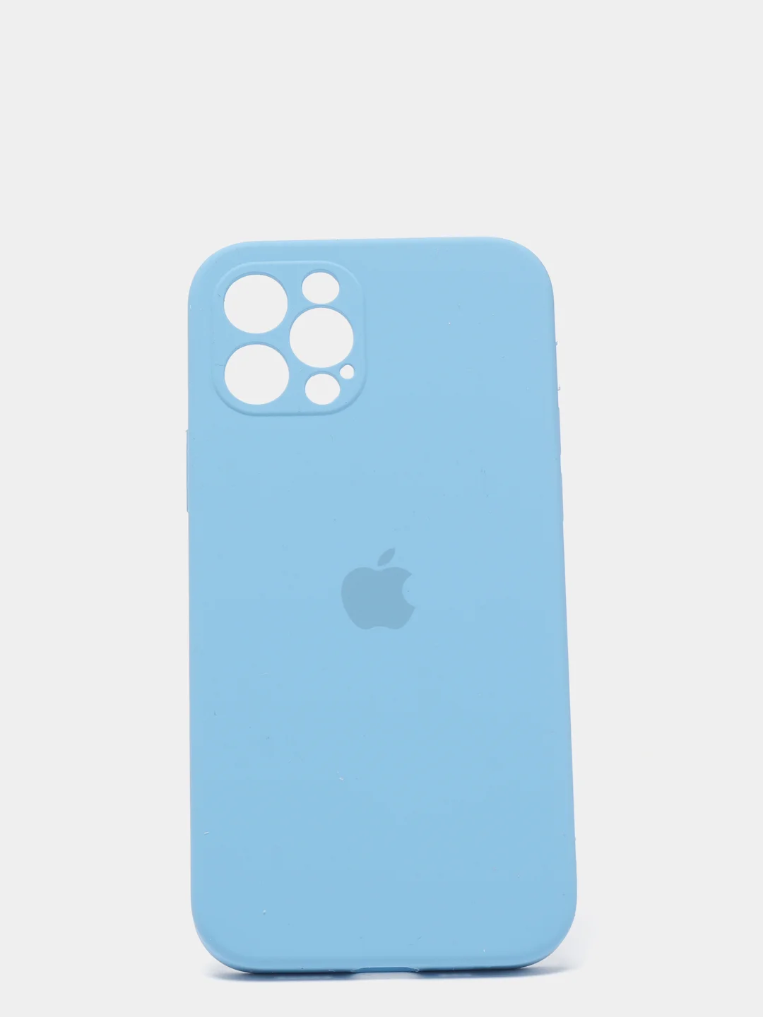 Голубой силиконовый чехол iPhone 12 Pro, Silicone Case, с закрытым низом и защитой камеры