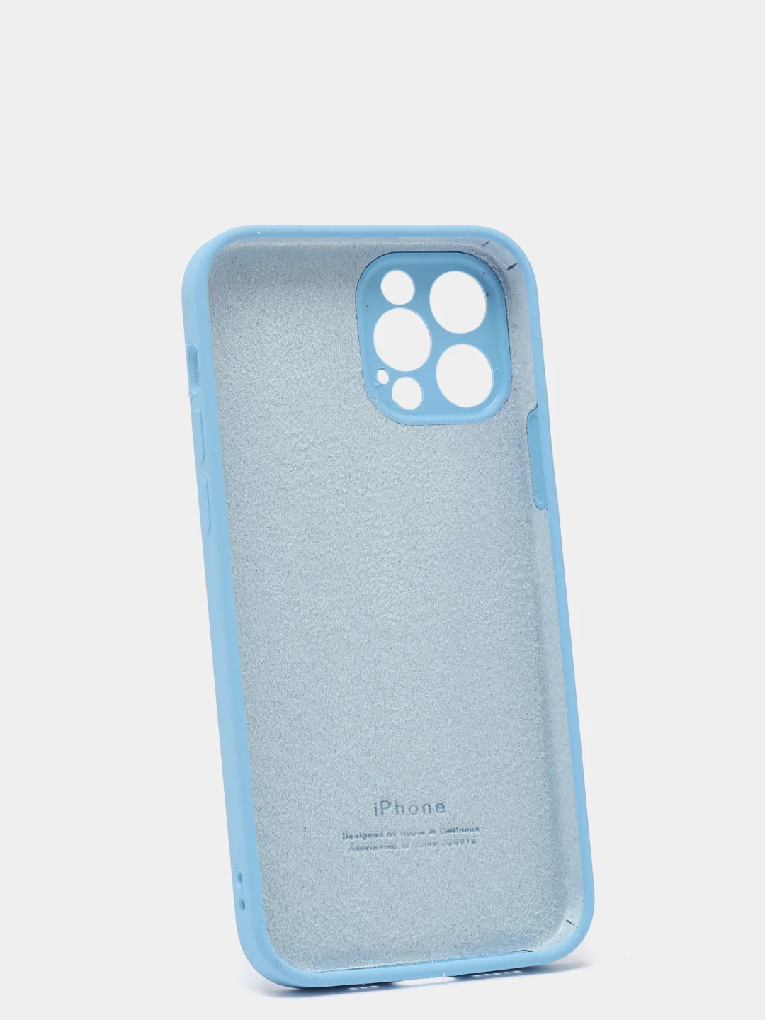 Голубой силиконовый чехол iPhone 12 Pro, Silicone Case, с закрытым низом и защитой камеры