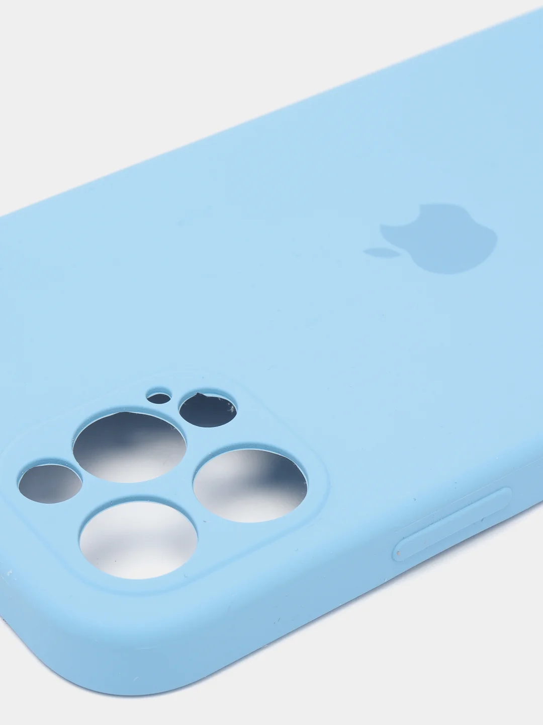 Голубой силиконовый чехол iPhone 12 Pro, Silicone Case, с закрытым низом и защитой камеры
