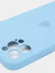 Голубой силиконовый чехол iPhone 12 Pro, Silicone Case, с закрытым низом и защитой камеры