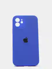 Синий силиконовый чехол iPhone 12, Silicone Case, с закрытым низом и защитой камеры