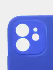 Синий силиконовый чехол iPhone 12, Silicone Case, с закрытым низом и защитой камеры
