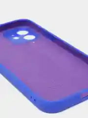 Синий силиконовый чехол iPhone 12, Silicone Case, с закрытым низом и защитой камеры