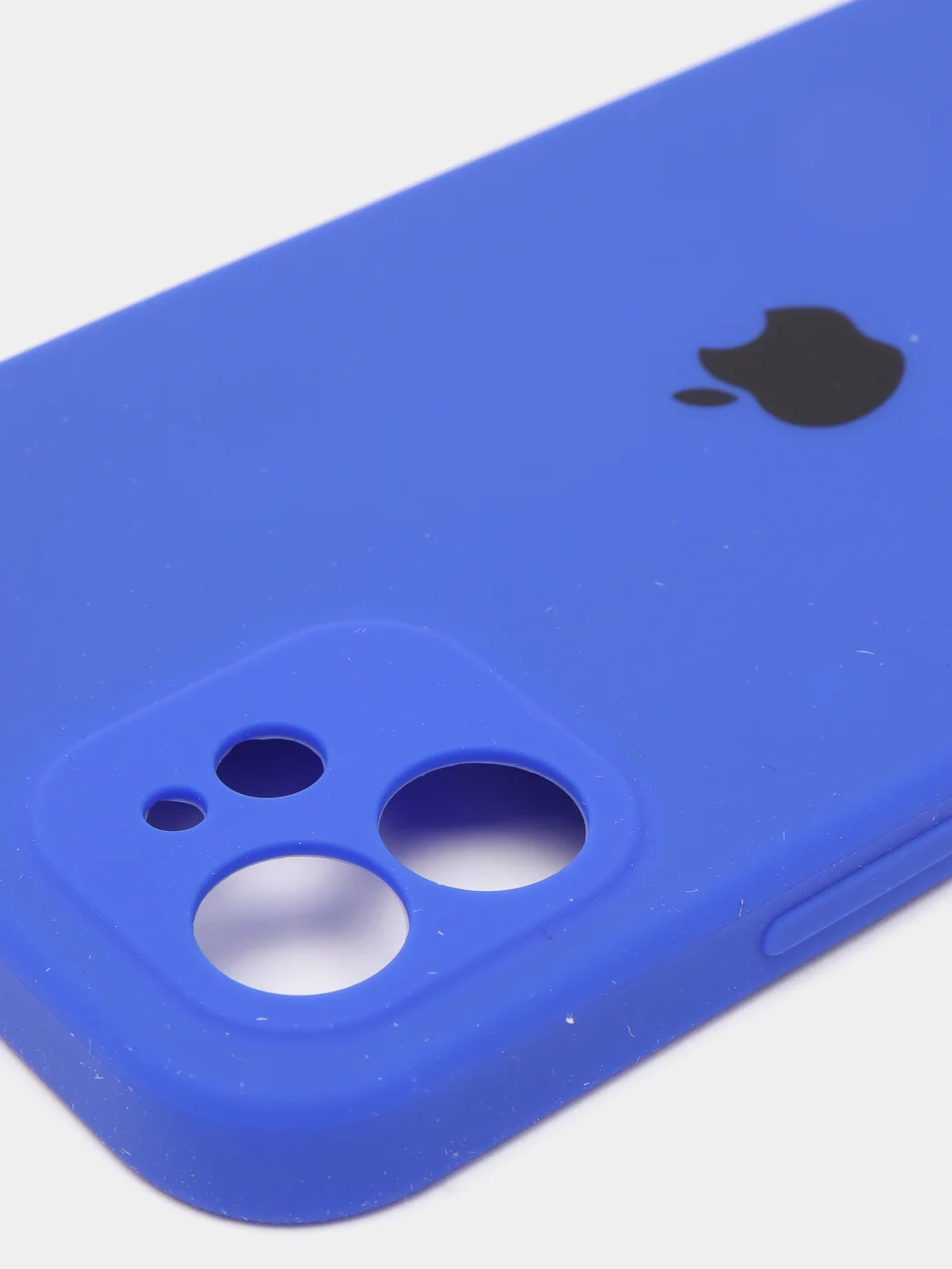 Синий силиконовый чехол iPhone 12, Silicone Case, с закрытым низом и защитой камеры