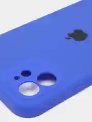 Синий силиконовый чехол iPhone 12, Silicone Case, с закрытым низом и защитой камеры