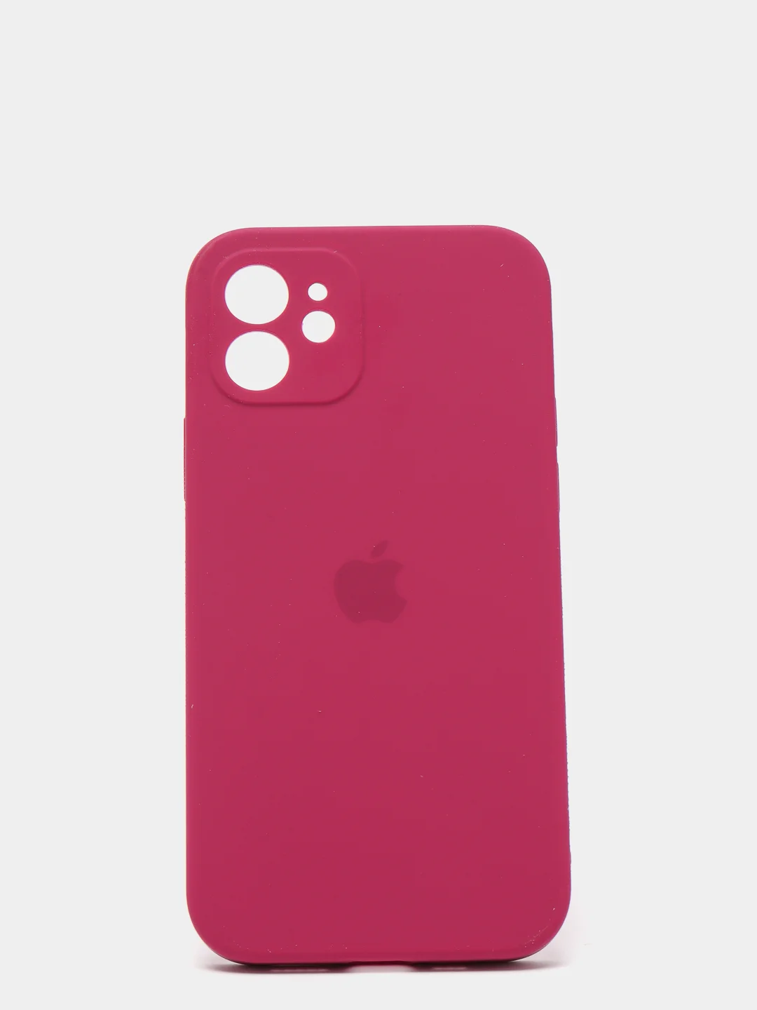 Бордовый силиконовый чехол iPhone 12, Silicone Case, с закрытым низом и защитой камеры