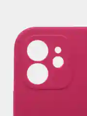Бордовый силиконовый чехол iPhone 12, Silicone Case, с закрытым низом и защитой камеры