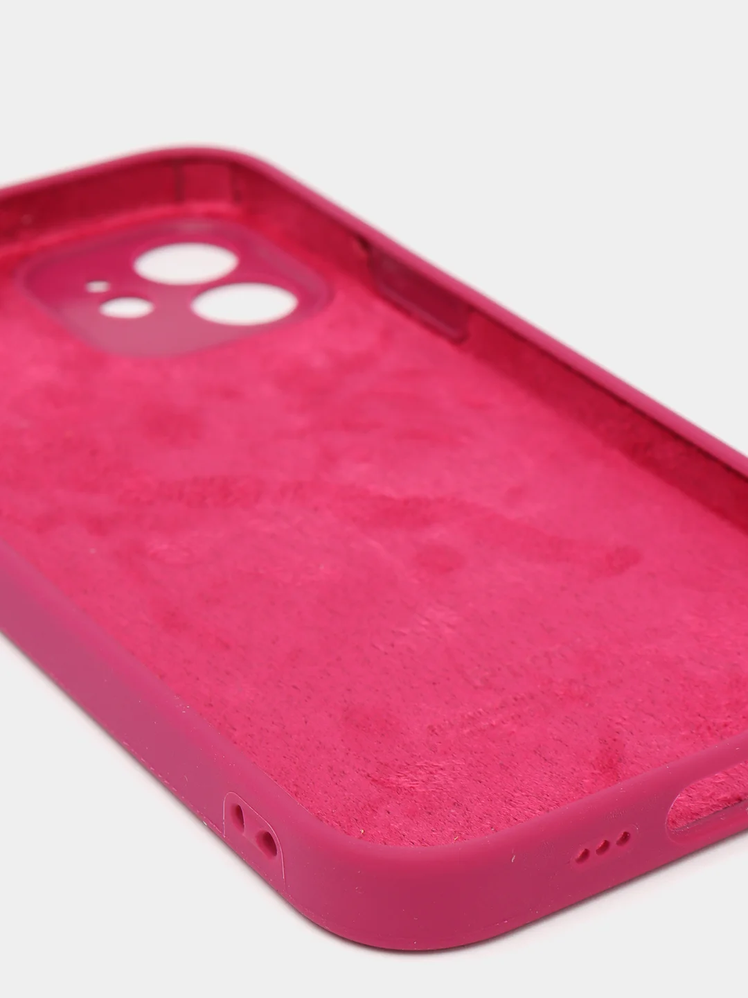 Бордовый силиконовый чехол iPhone 12, Silicone Case, с закрытым низом и защитой камеры