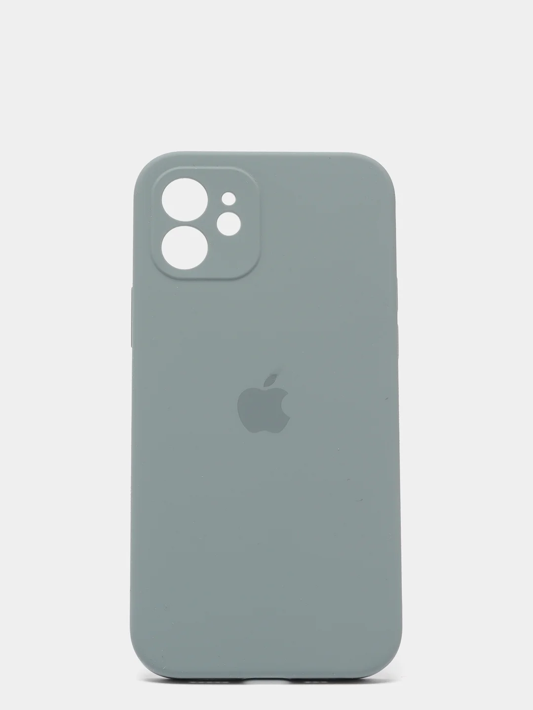 Тёмно-серый силиконовый чехол iPhone 12, Silicone Case, с закрытым низом и защитой камеры