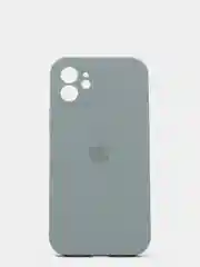 Тёмно-серый силиконовый чехол iPhone 12, Silicone Case, с закрытым низом и защитой камеры