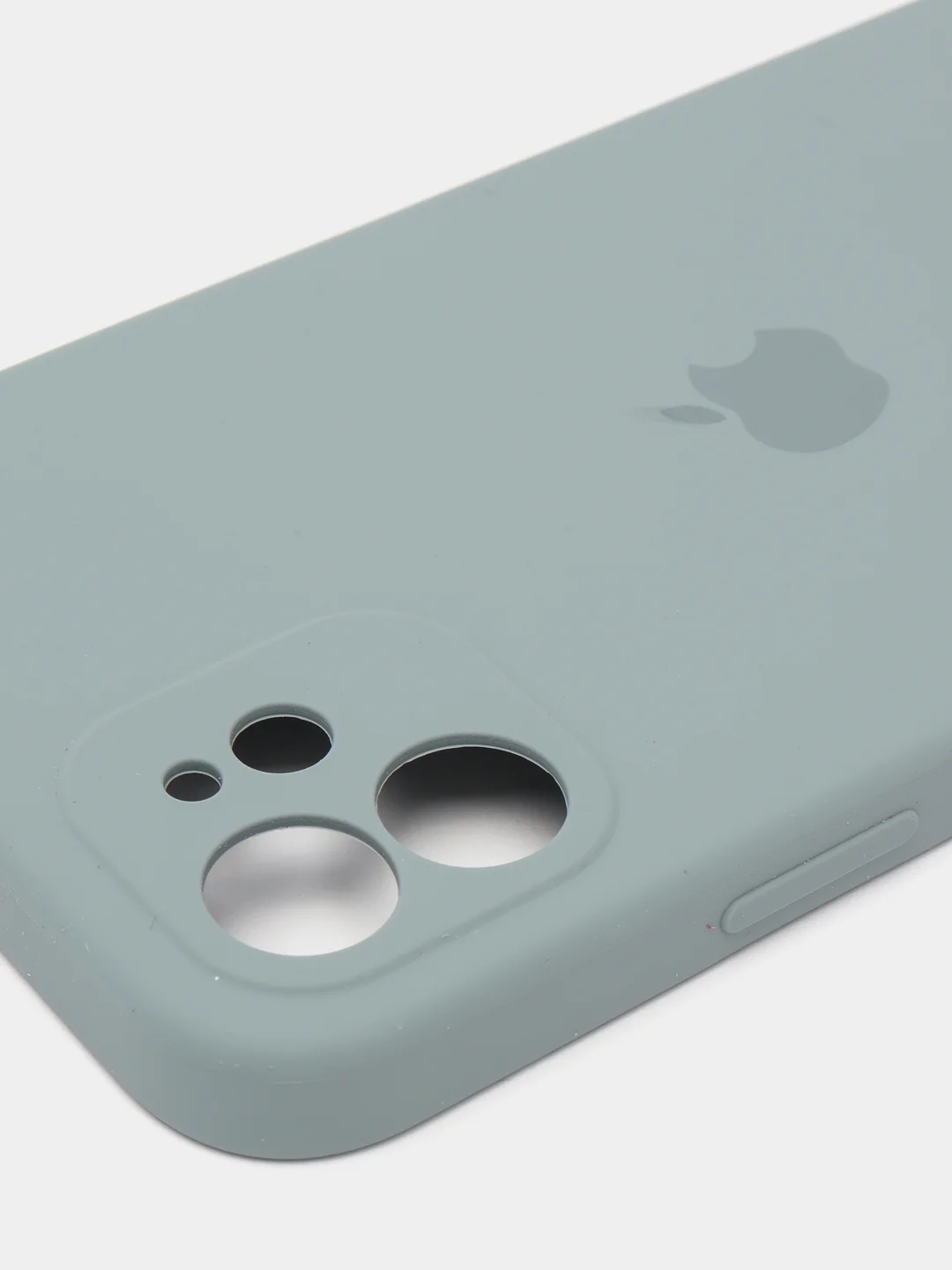 Тёмно-серый силиконовый чехол iPhone 12, Silicone Case, с закрытым низом и защитой камеры