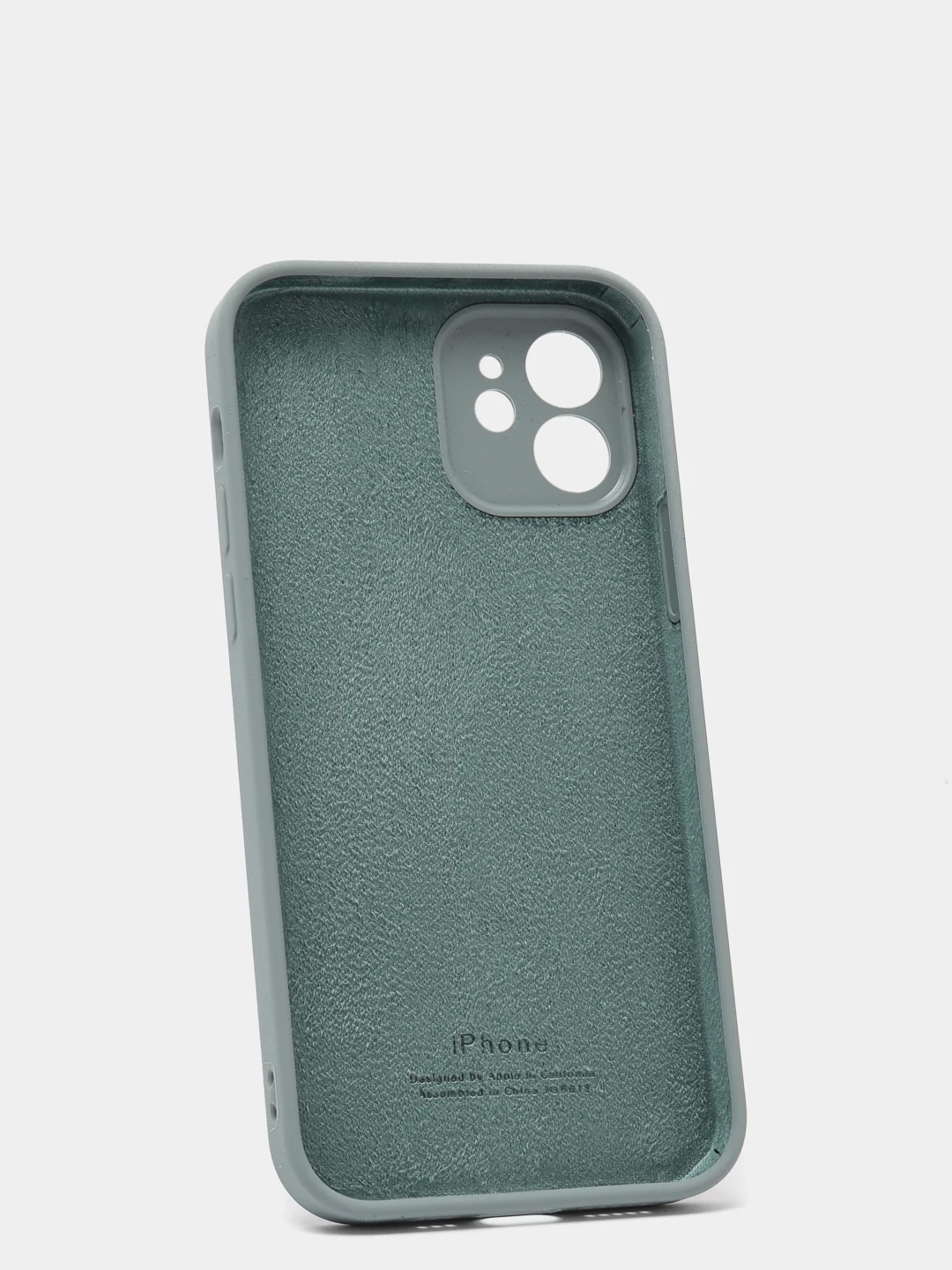 Тёмно-серый силиконовый чехол iPhone 12, Silicone Case, с закрытым низом и защитой камеры