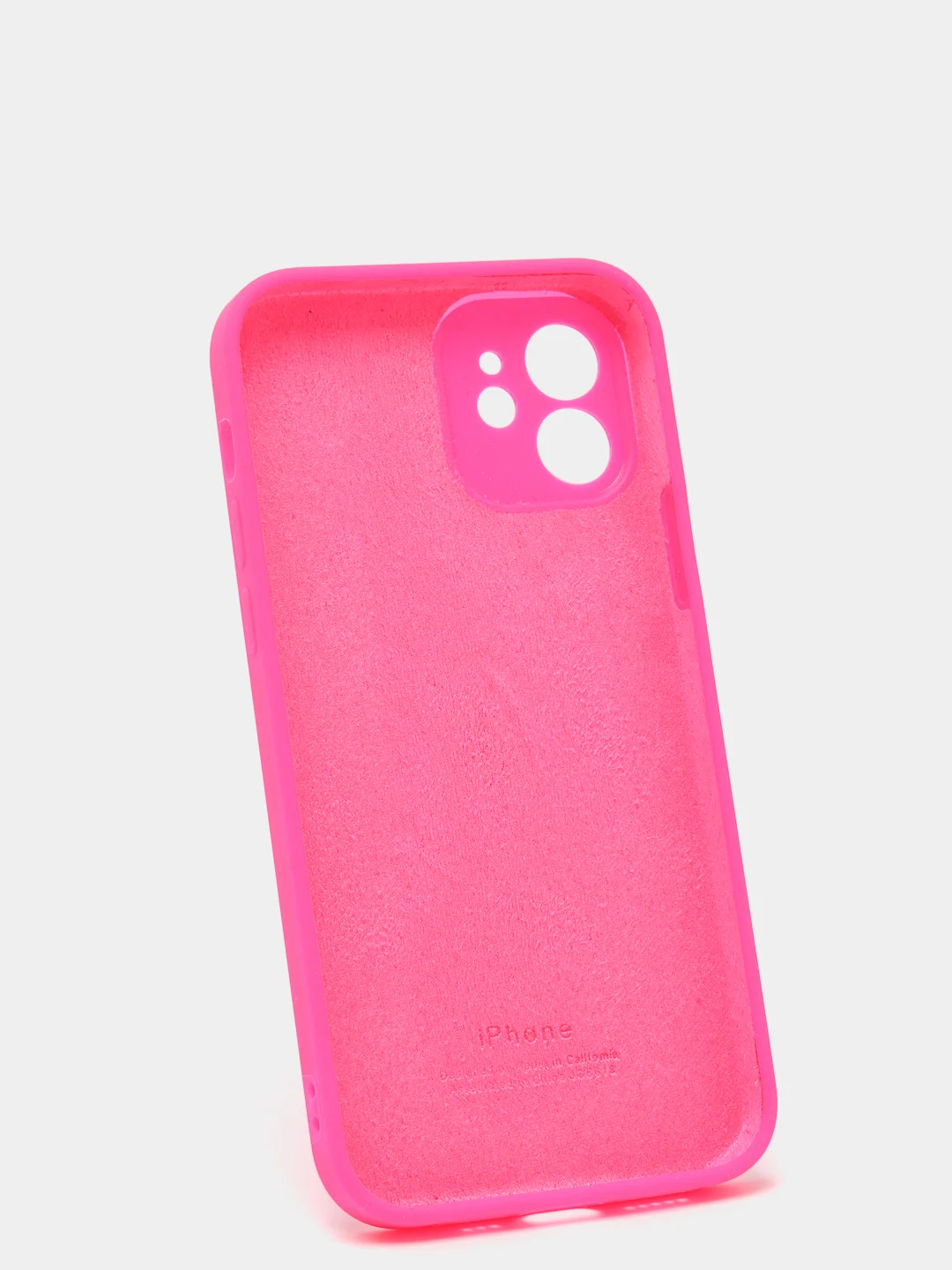 Фуксия силиконовый чехол iPhone 12, Silicone Case, с закрытым низом и защитой камеры