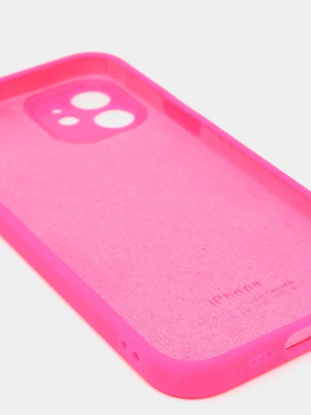 Фуксия силиконовый чехол iPhone 12, Silicone Case, с закрытым низом и защитой камеры