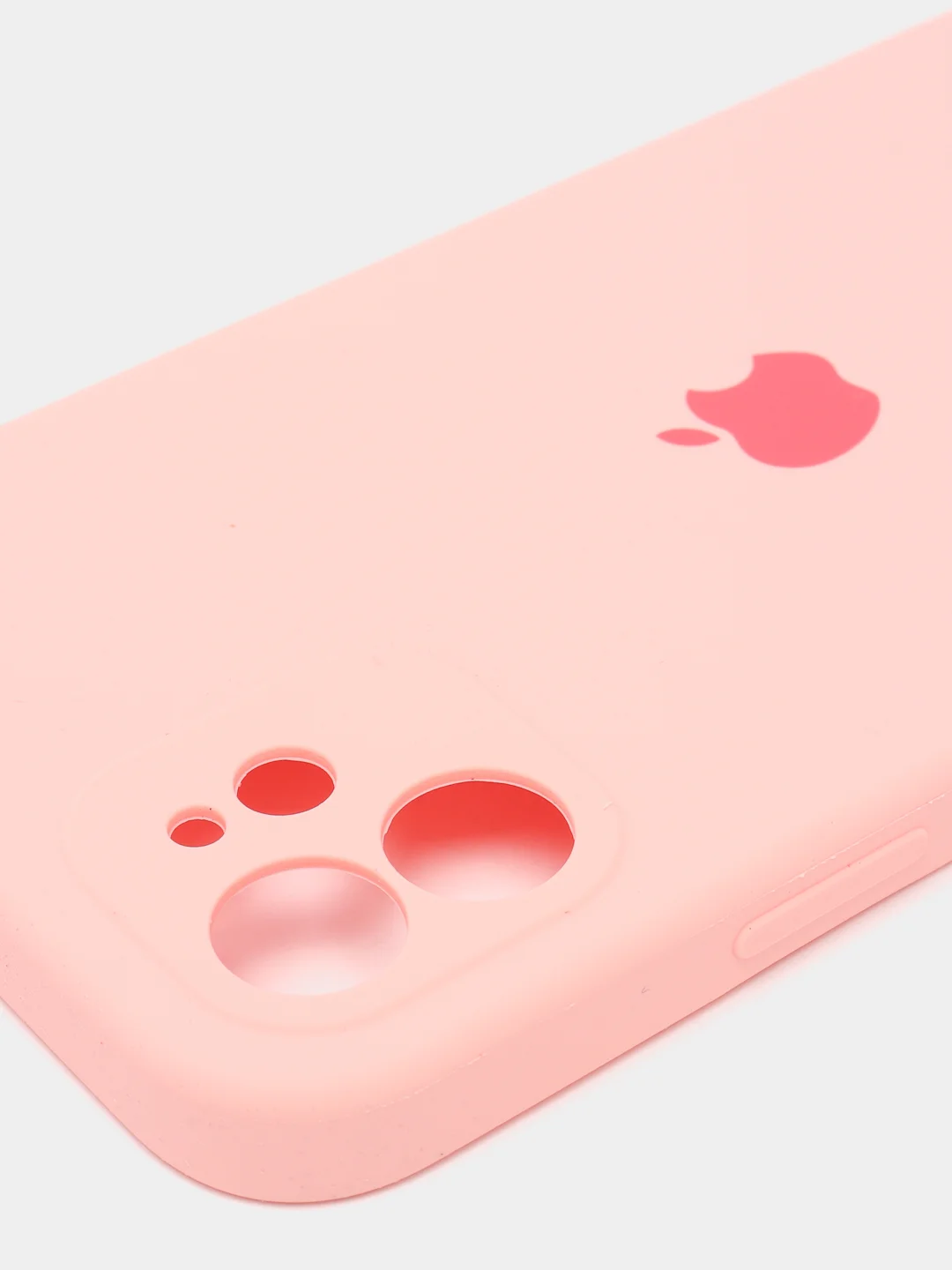 Розовый силиконовый чехол iPhone 12, Silicone Case, с закрытым низом и защитой камеры