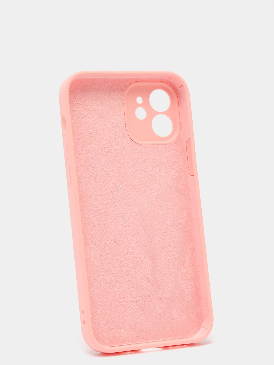 Розовый силиконовый чехол iPhone 12, Silicone Case, с закрытым низом и защитой камеры