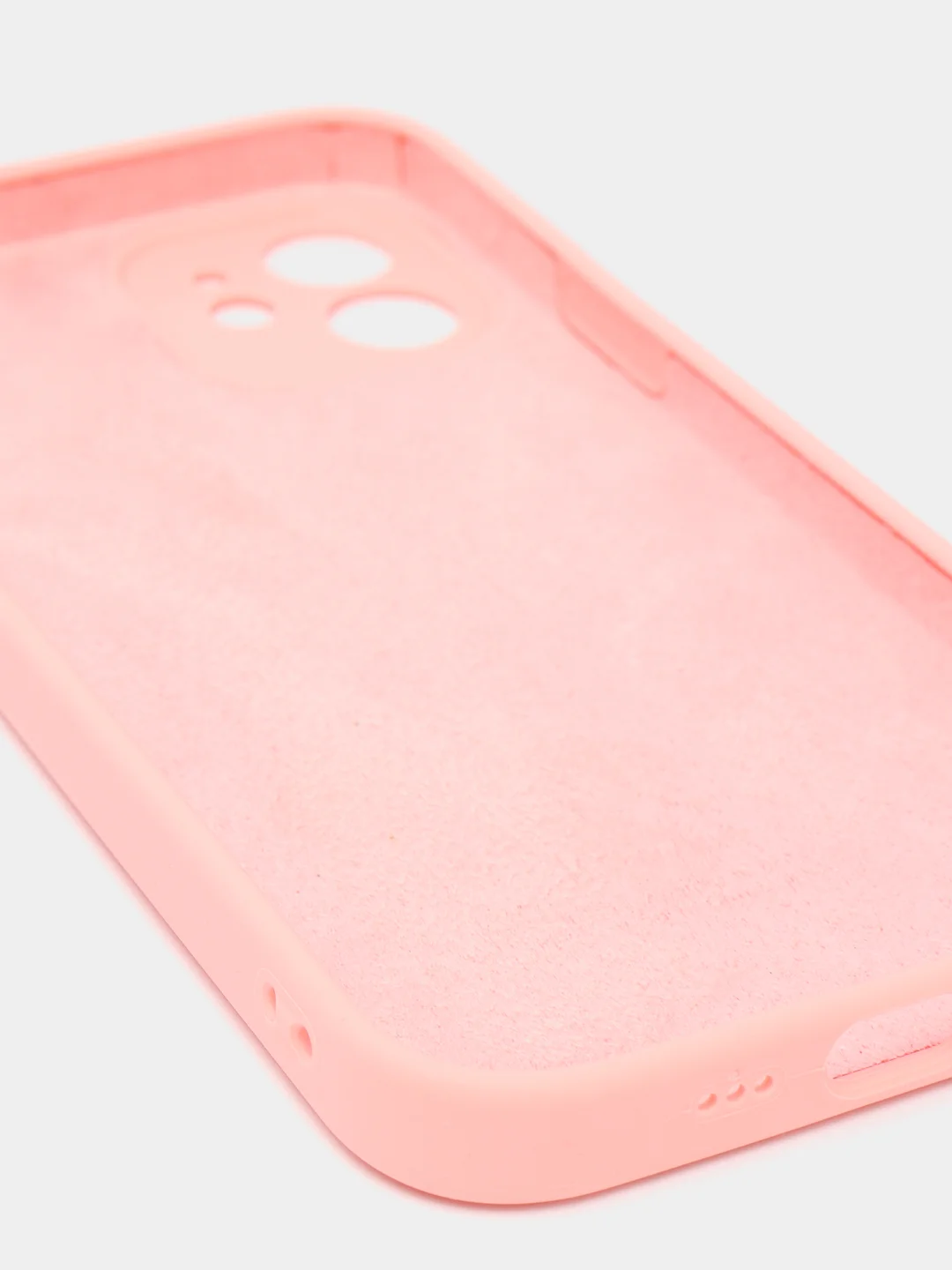 Розовый силиконовый чехол iPhone 12, Silicone Case, с закрытым низом и защитой камеры