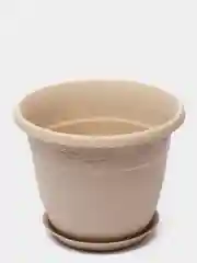 Бежевый кашпо / горшок для цветов с поддоном РЯБИНА IDEA