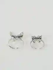 Серебряный кольца "Бабочка", регулируемые, 4 вида
