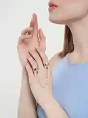 Кольцо с цепочкой/Листья/Двойное кольцо