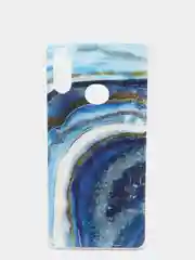 Синий чехол Samsung Galaxy A10s, Самсунг Галакси А10с силиконовый с мраморным рисунком