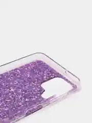 Сиреневый чехол на iPhone X, 11, 12, 12 Pro, 12 Pro Max, Samsung A50, A51, A22, c блестками