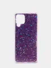 Сиреневый чехол на iPhone X, 11, 12, 12 Pro, 12 Pro Max, Samsung A50, A51, A22, c блестками