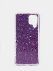 Сиреневый чехол на iPhone X, 11, 12, 12 Pro, 12 Pro Max, Samsung A50, A51, A22, c блестками