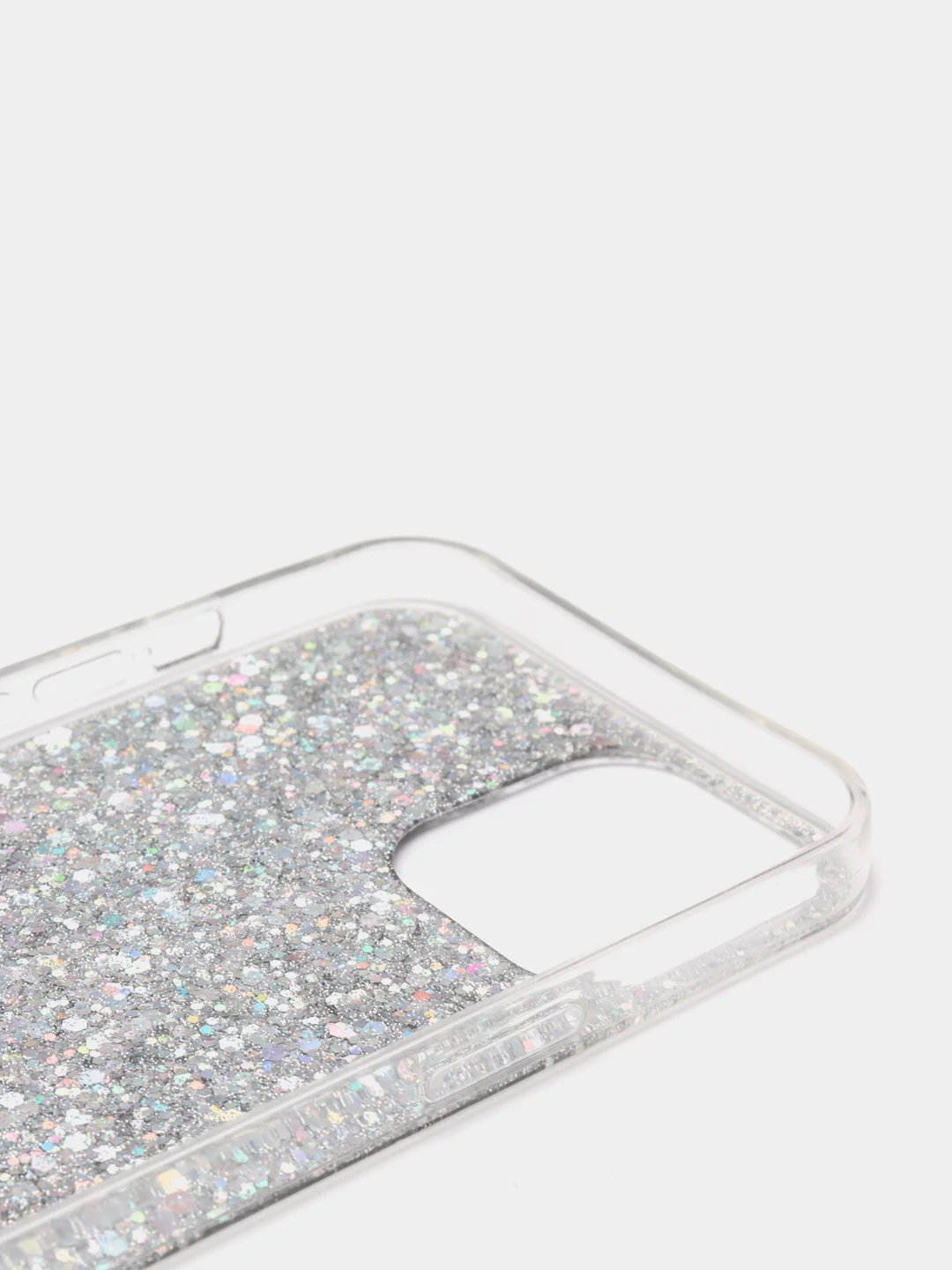 Серебряный чехол на iPhone X, 11, 12, 12 Pro, 12 Pro Max, Samsung A50, A51, A22, c блестками