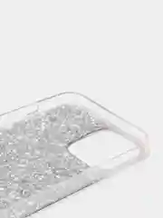Серебряный чехол на iPhone X, 11, 12, 12 Pro, 12 Pro Max, Samsung A50, A51, A22, c блестками