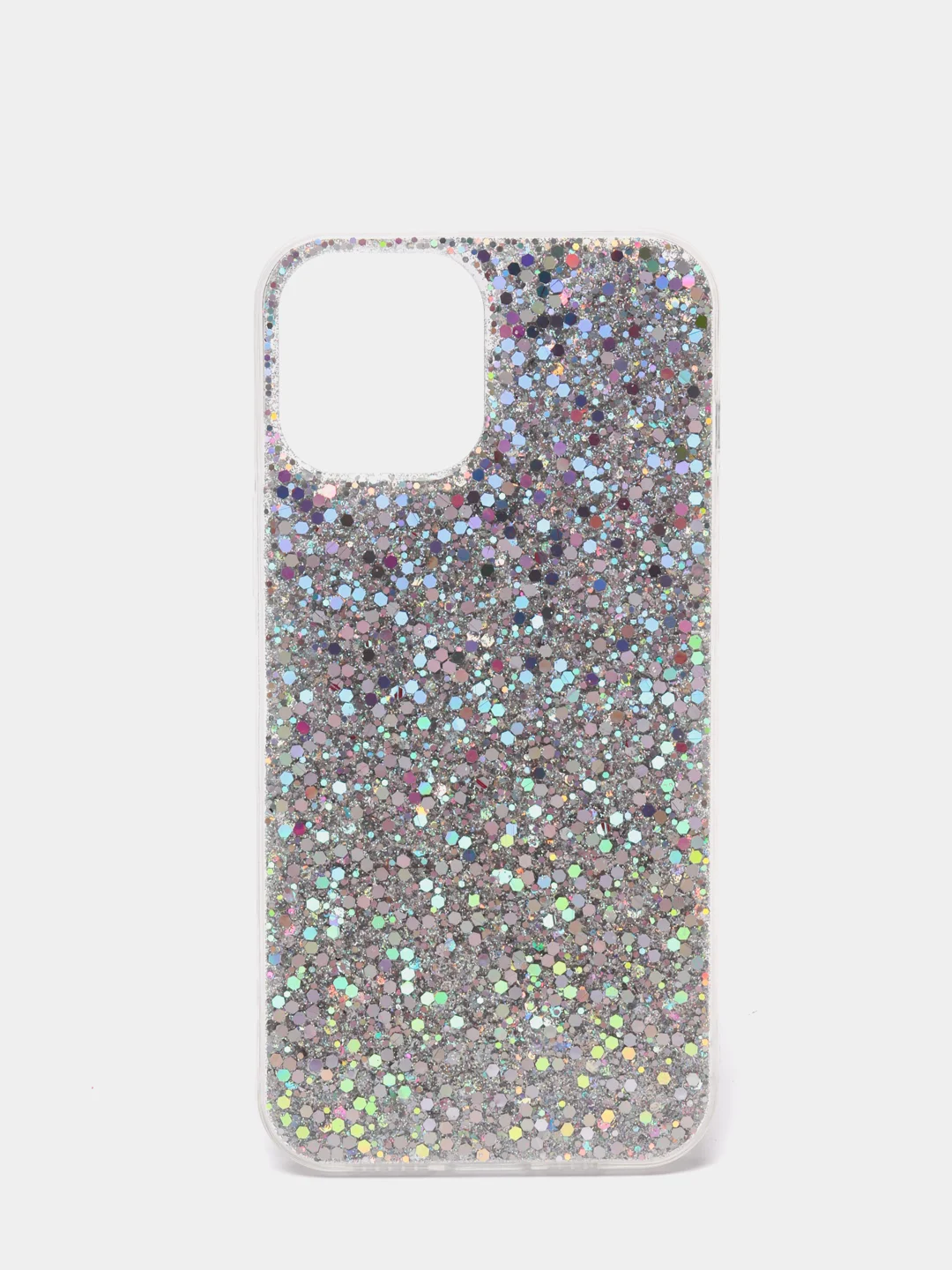 Серебряный чехол на iPhone X, 11, 12, 12 Pro, 12 Pro Max, Samsung A50, A51, A22, c блестками
