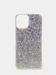 Серебряный чехол на iPhone X, 11, 12, 12 Pro, 12 Pro Max, Samsung A50, A51, A22, c блестками