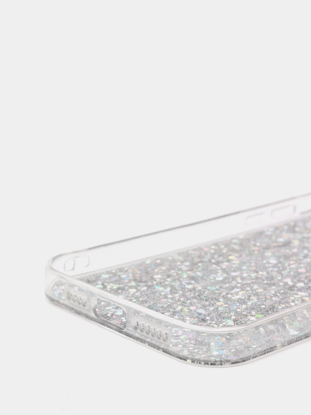 Серебряный чехол на iPhone X, 11, 12, 12 Pro, 12 Pro Max, Samsung A50, A51, A22, c блестками