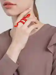 Красный кольцо "Змея", фаланговое, на весь палец, без размера, на Новый Год, год Змеи