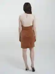 Бежевый юбка карандаш вельветовая, с поясом/ юбка до колена