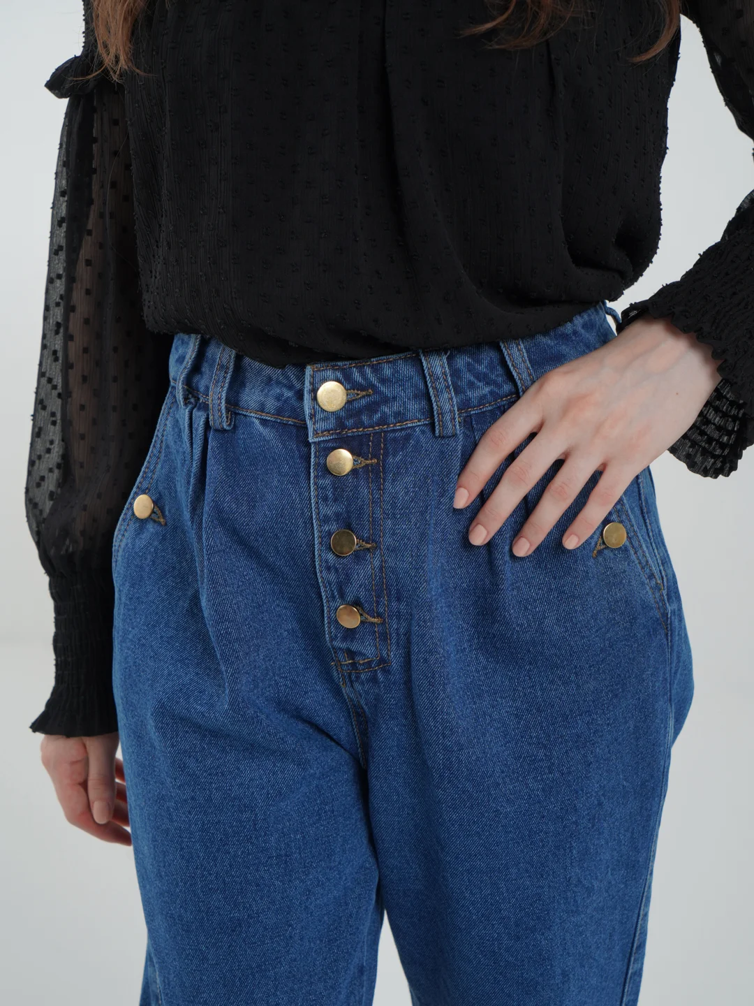 Джинсы женские МОМ с высокой посадкой Denim, джинсы бананы, палаццо