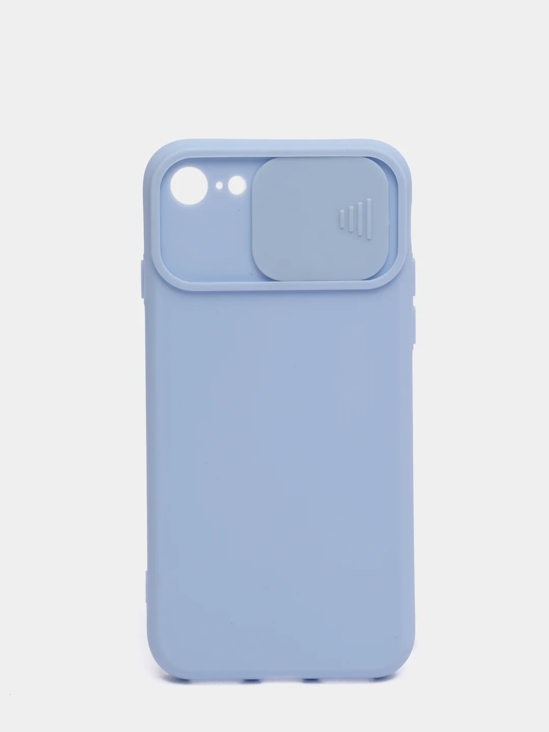 Небесно-голубой чехол iPhone 7 / 8 / SE 2020 силиконовый с закрывающейся камерой