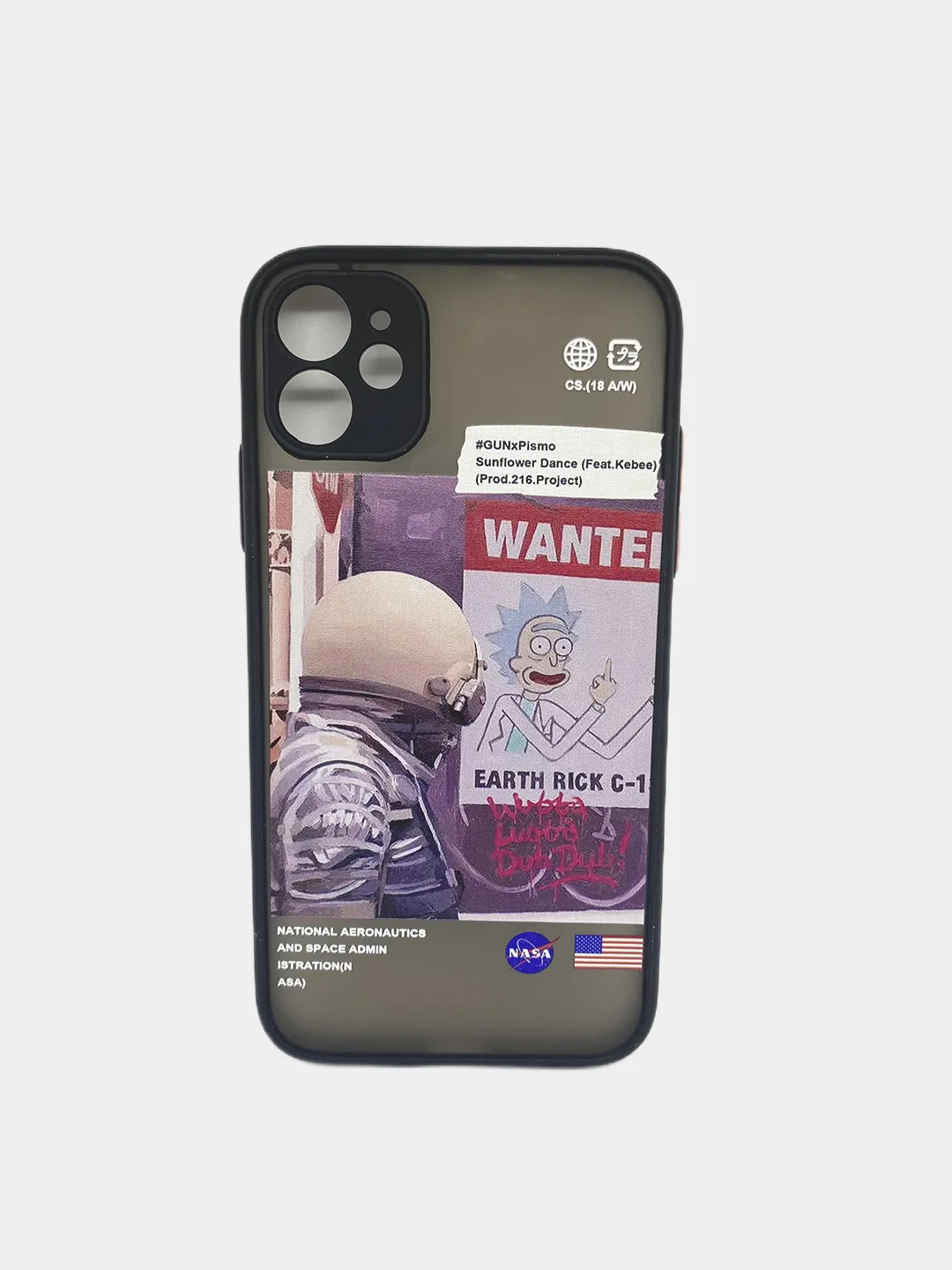 Черный чехол с принтом "NASA" для iPhone 7 / 8 / SE / XR / 11 / 12 / 12 Pro