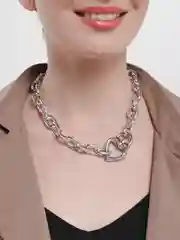 Серебряный чокер на шею, цепочка женская сердце