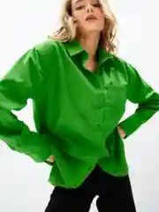 Зеленый рубашка женская, оверсайз