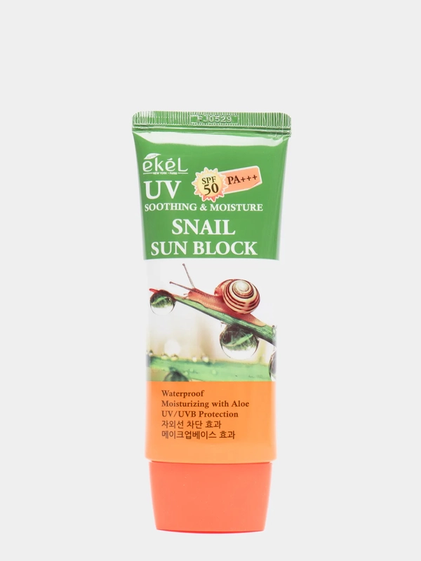 Солнцезащитный крем для лица Ekel "Soothing&Moisture Snail Sun Block", SPF50/PA+++